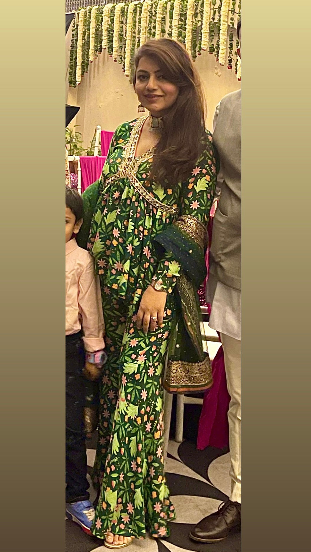 Green Spring Peplum Sharara Set