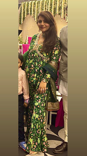 Green Spring Peplum Sharara Set