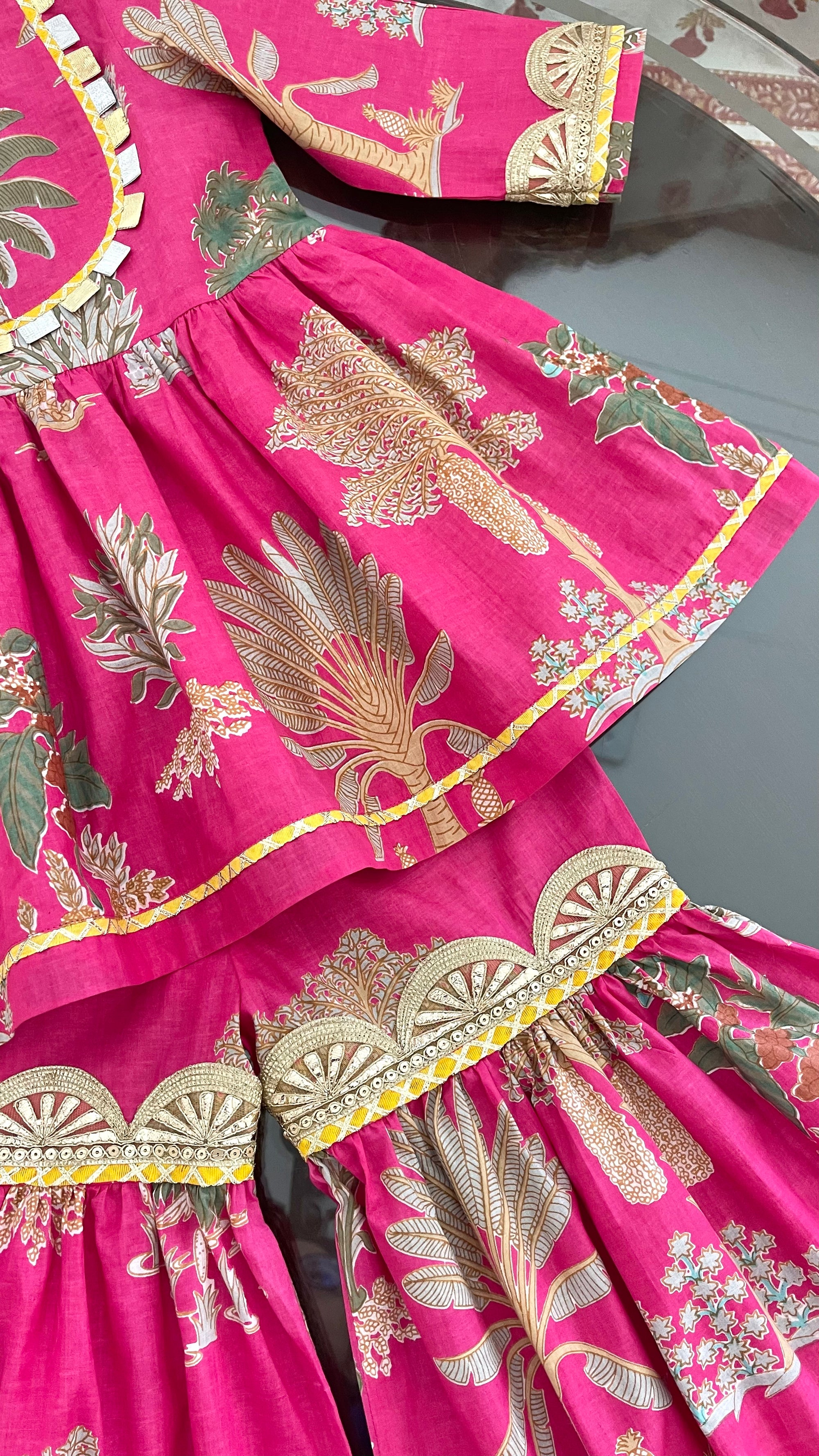 ‘Fitoor’ Pink Yoke Sharara Set