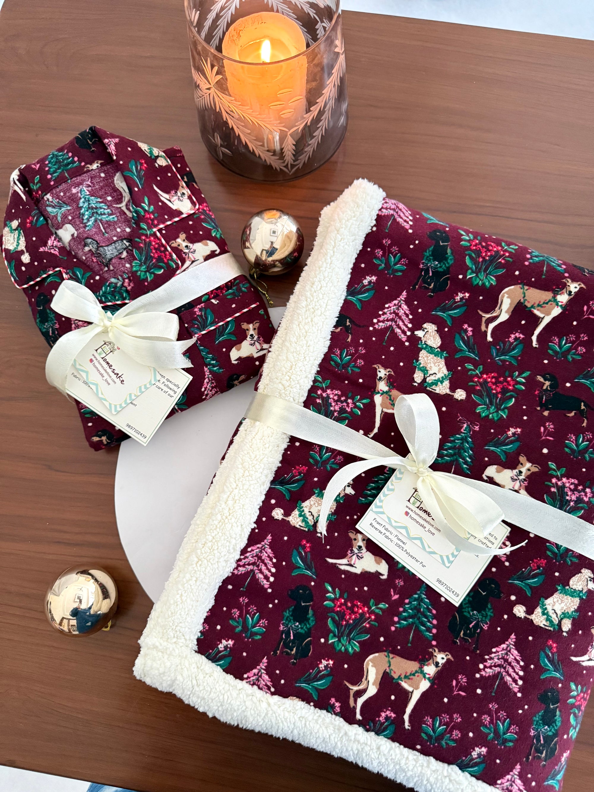 Maroon Mistletoe Paws Furry