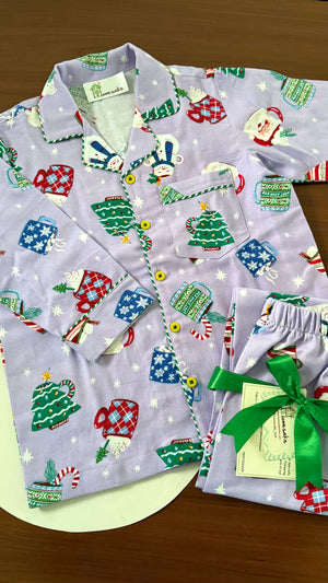 Mauve Holly Jolly Flannel Nightwear