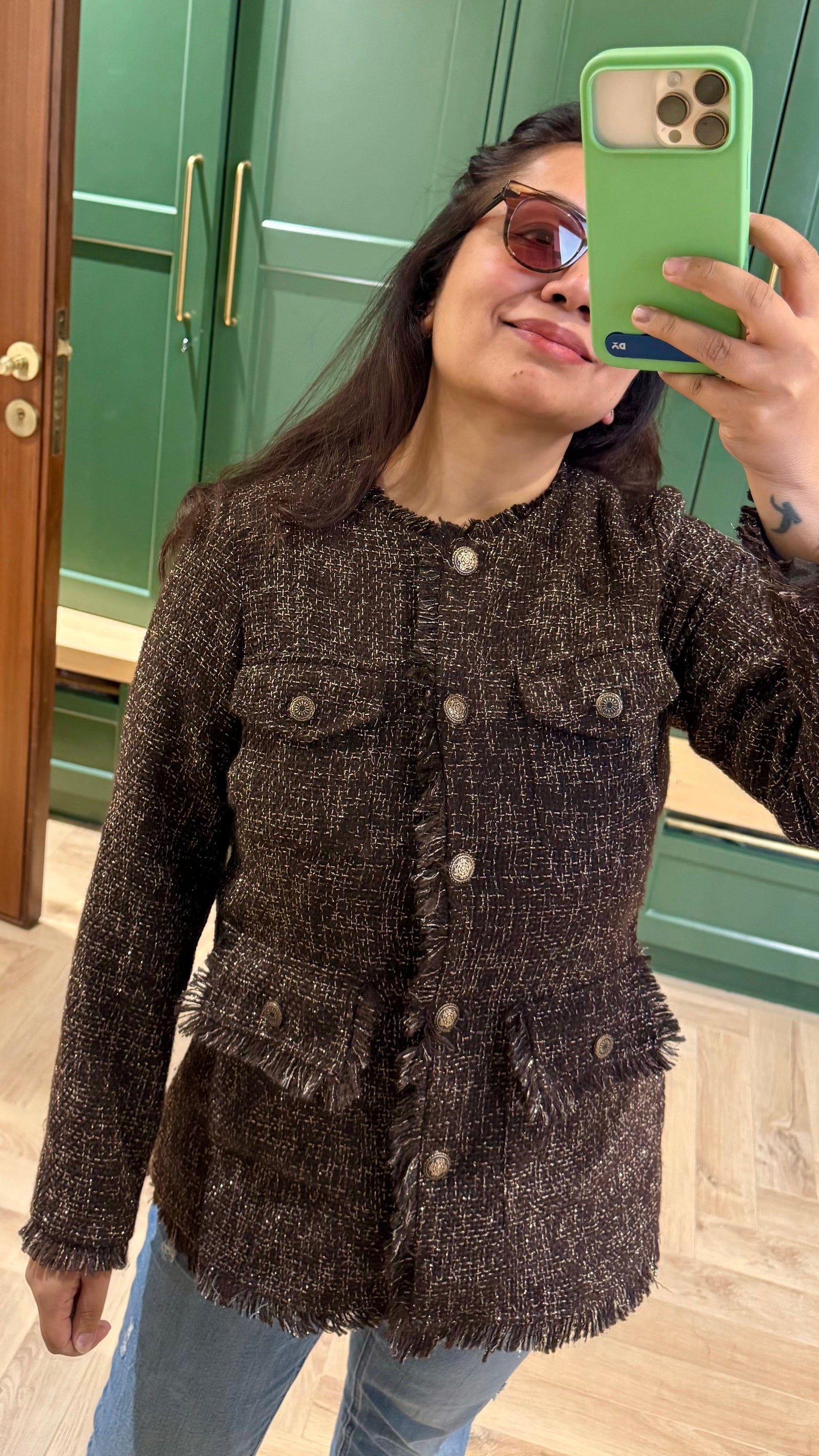 EVELYN Molten Gold & Brown Jacket