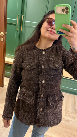 EVELYN Molten Gold & Brown Jacket