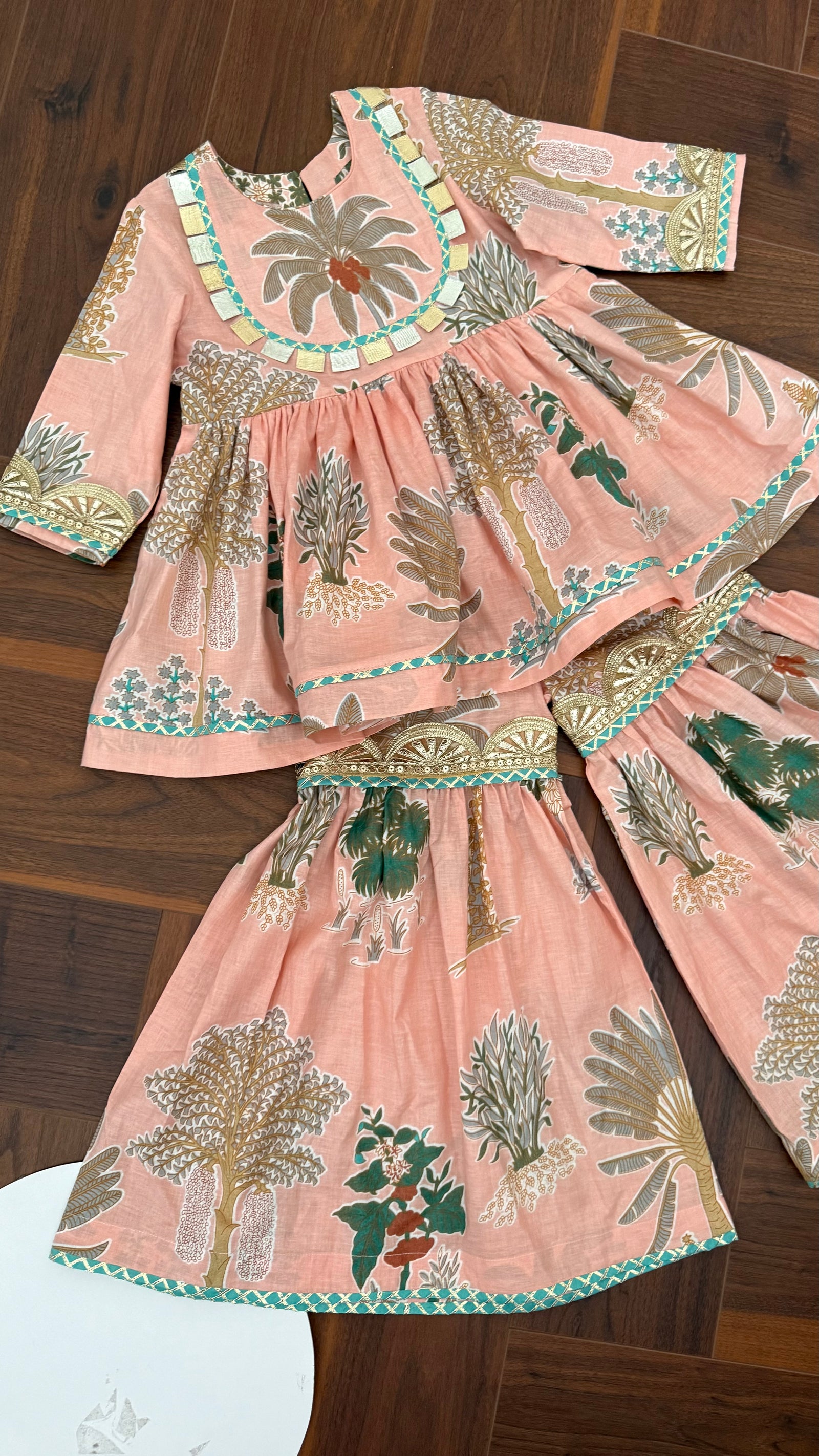 Peach Yoke Sharara Set