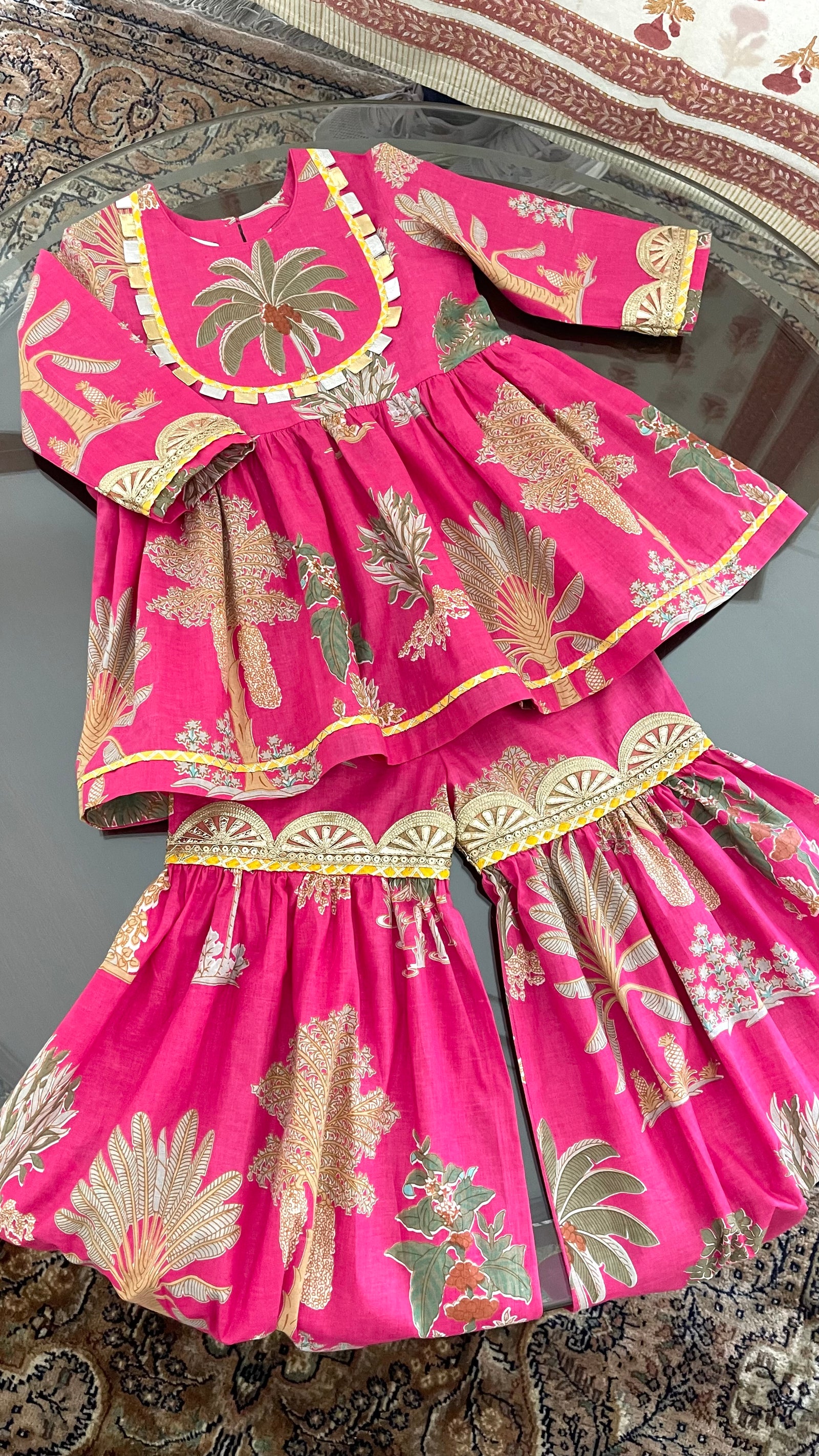 ‘Fitoor’ Pink Yoke Sharara Set