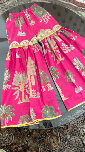 ‘Fitoor’ Pink Yoke Sharara Set