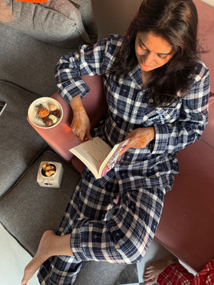Blue Hearts Flannel Nightwear