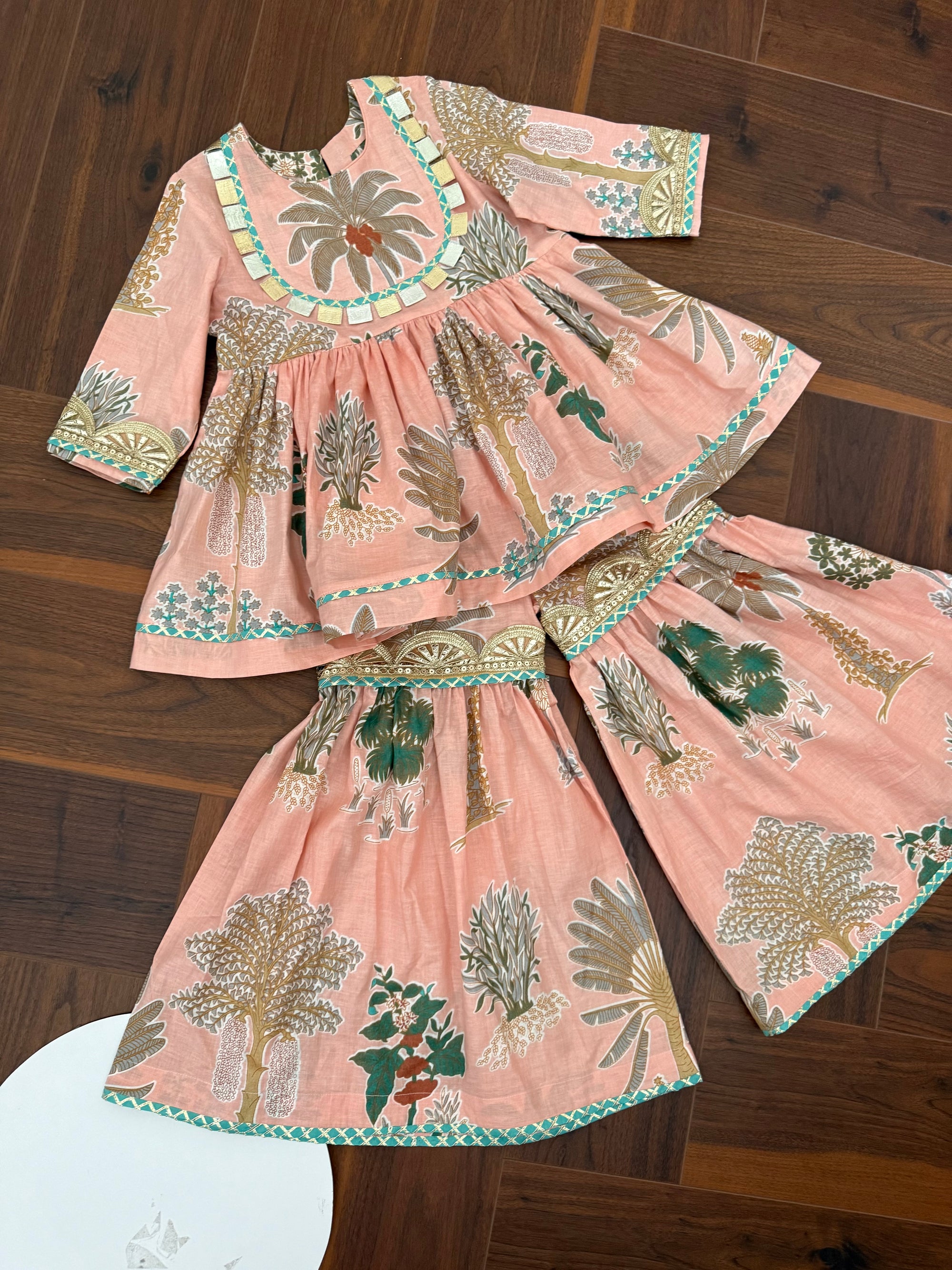 Peach Yoke Sharara Set