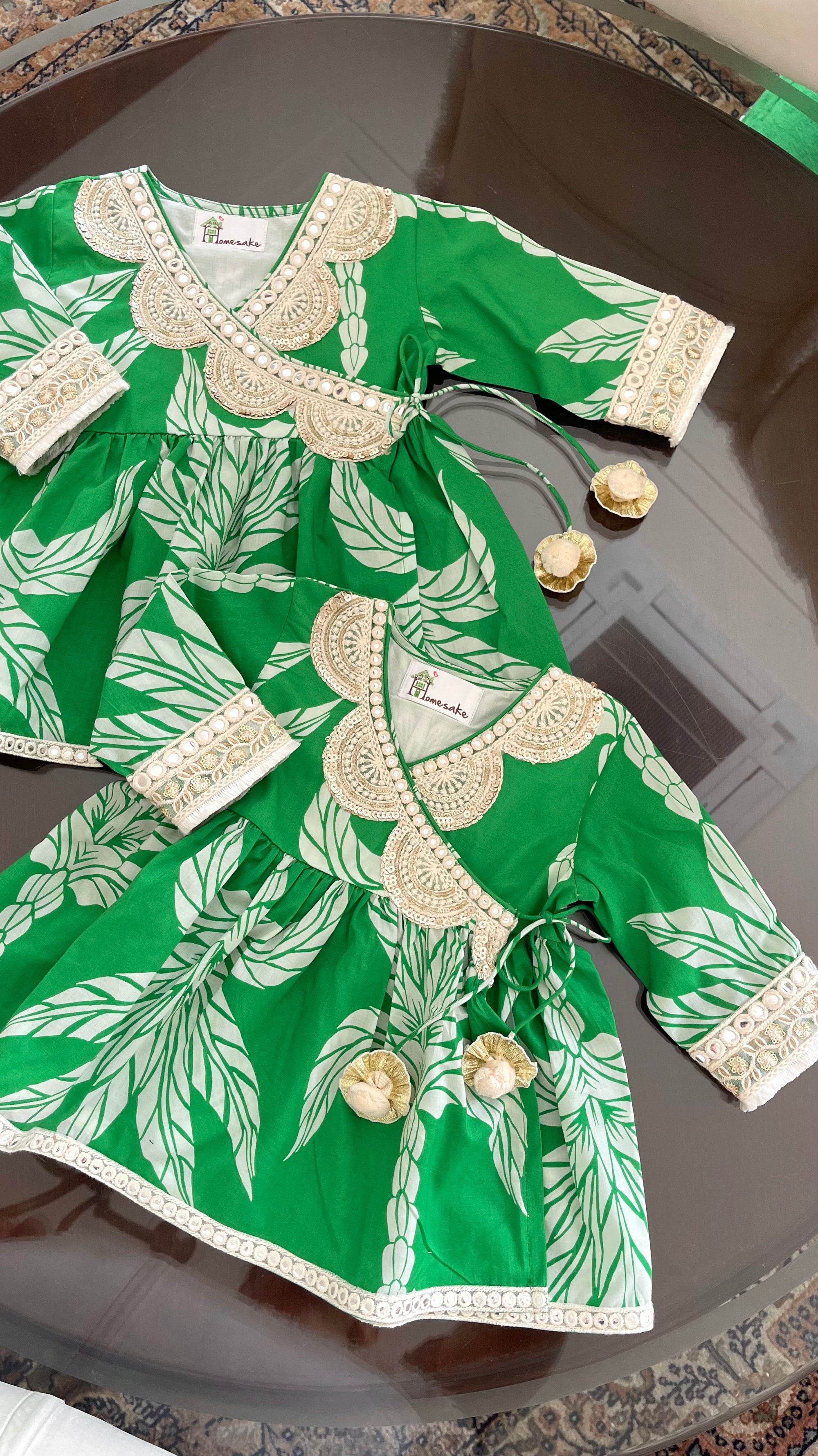 Emerald Palms Girls Dhoti Set