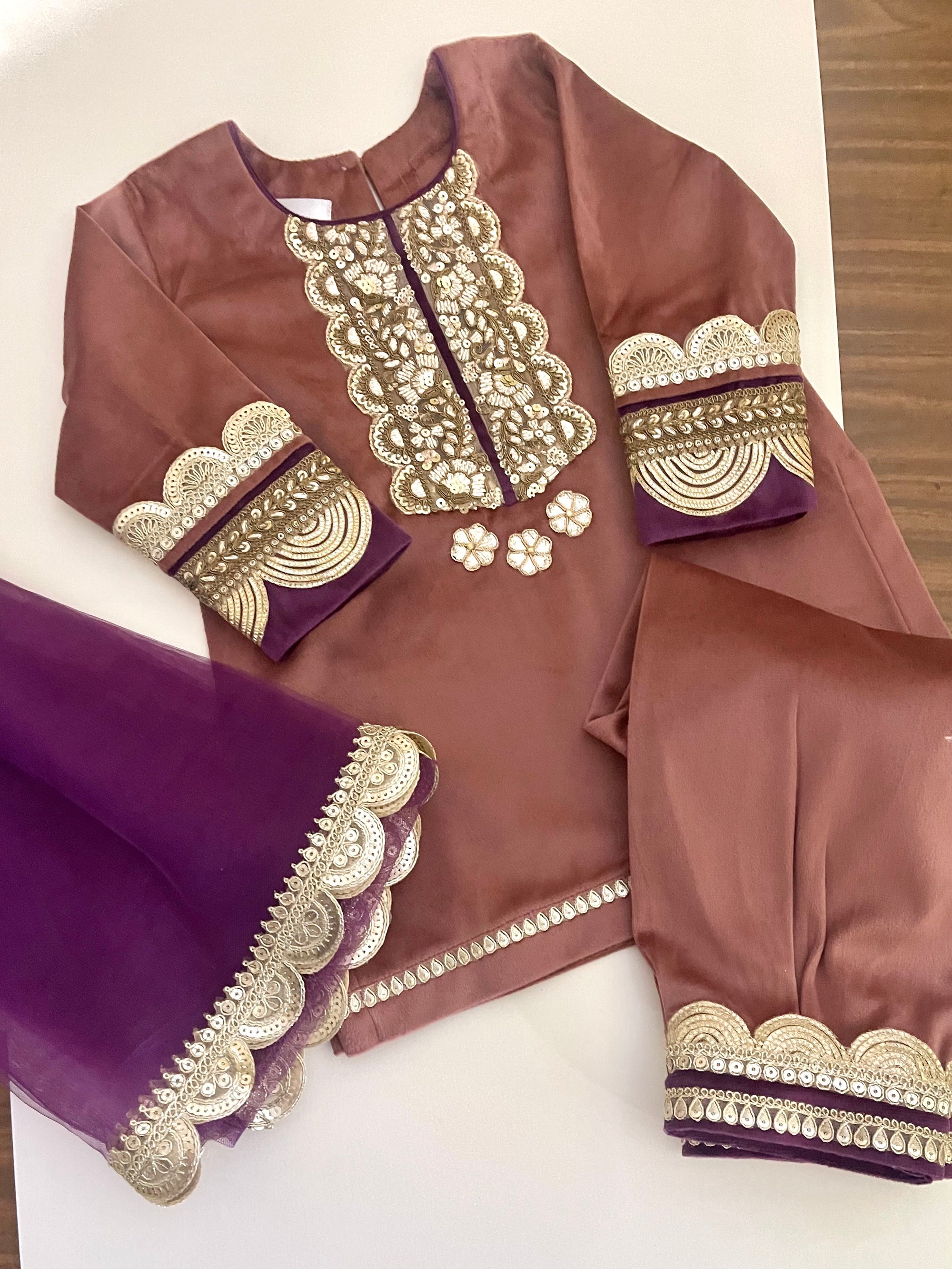 ‘Kashish’ Blush Velvet Indianwear set