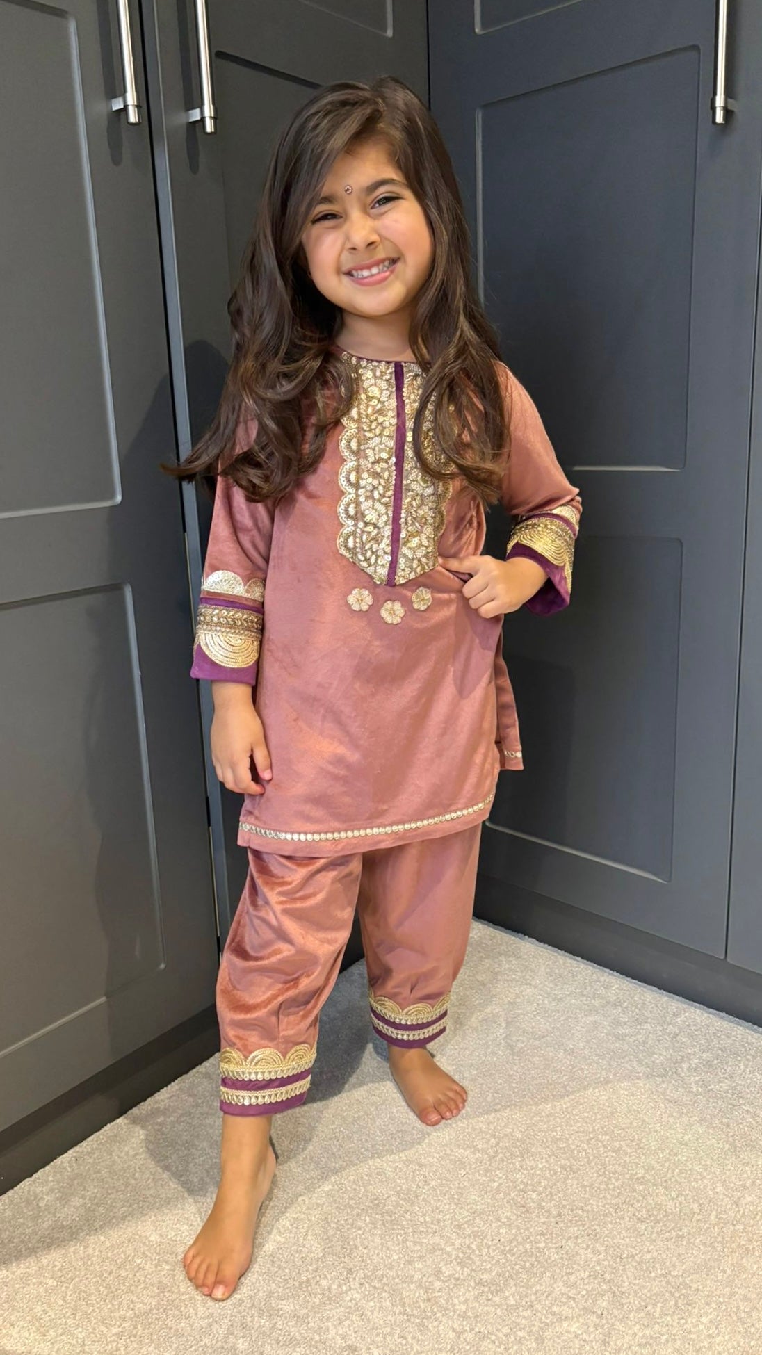 ‘Kashish’ Blush Velvet Indianwear set