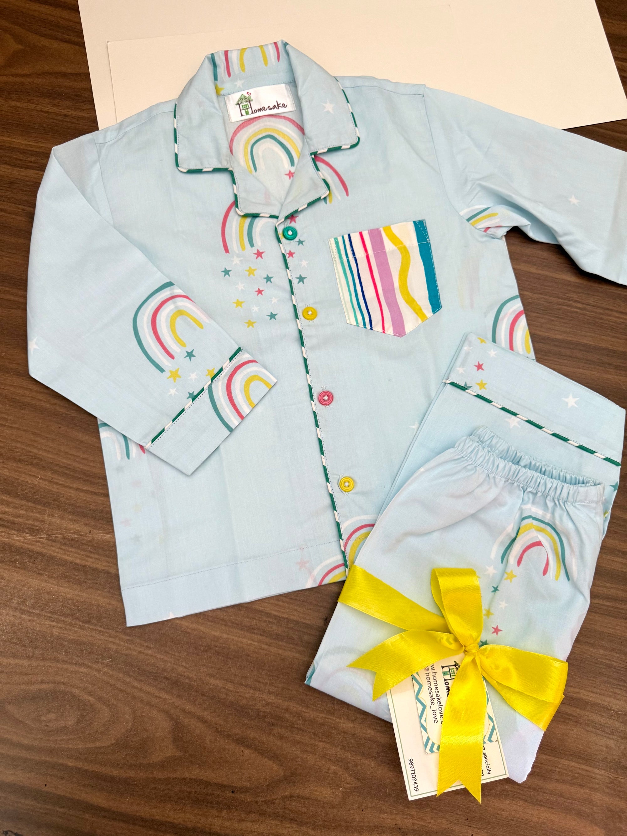 Sky Blue Rainbow Kids Nightwear