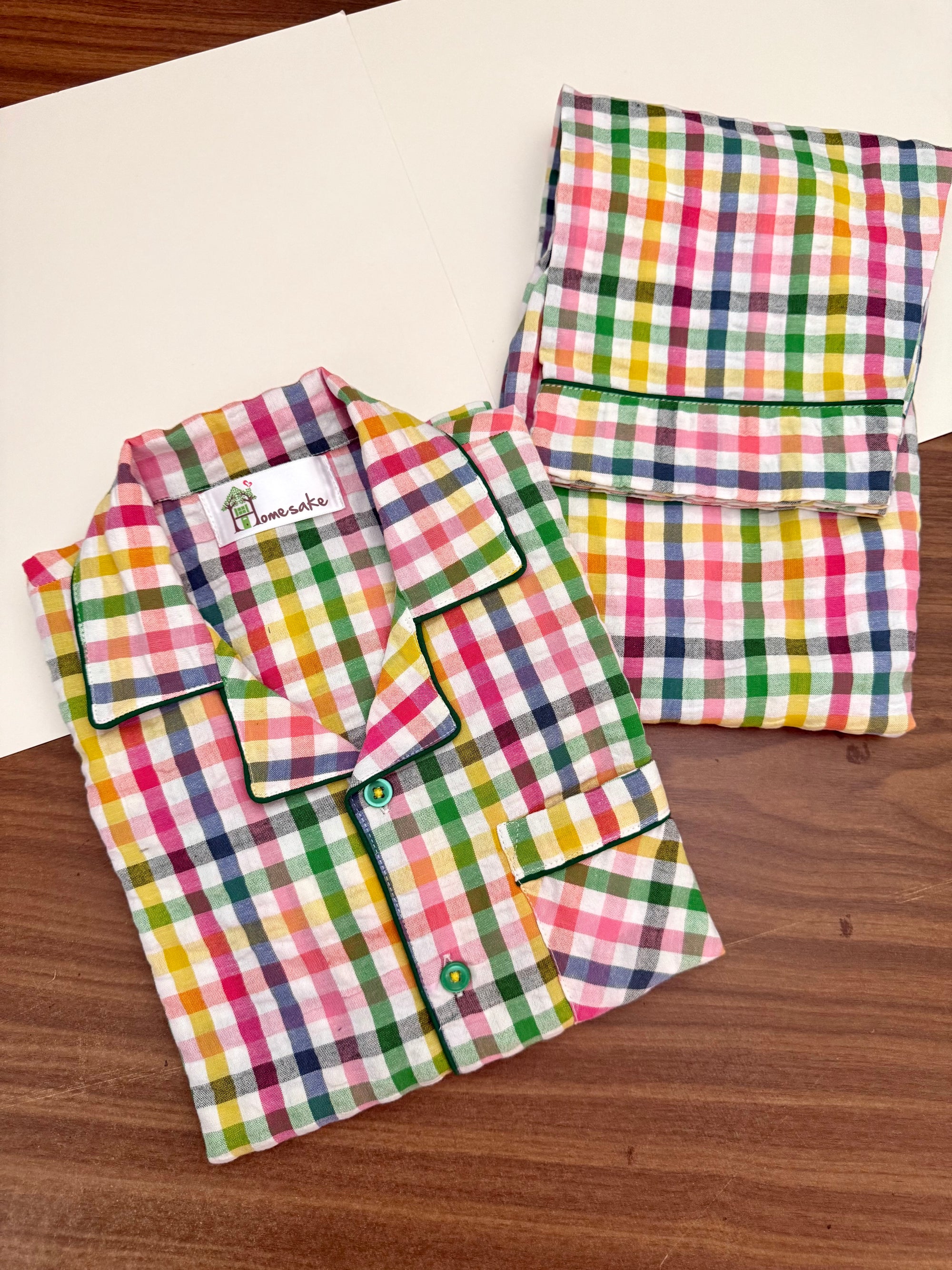 Multicolour Seersucker Kids Nightwear