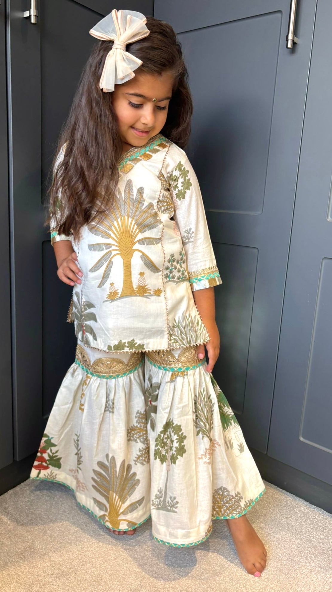 Ivory Kurta Sharara Set for Girls