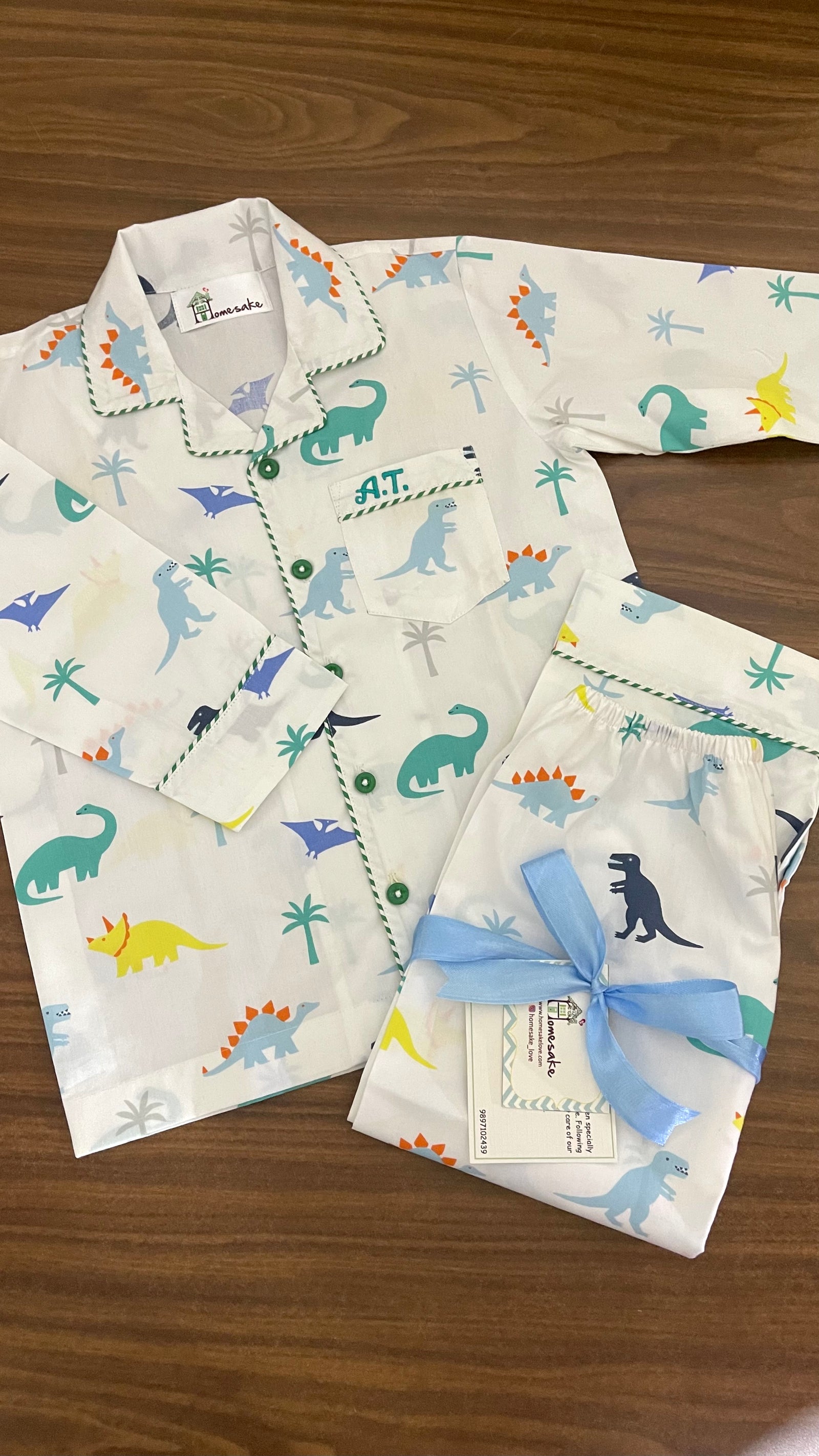 White Dinosaur Kids Nightwear