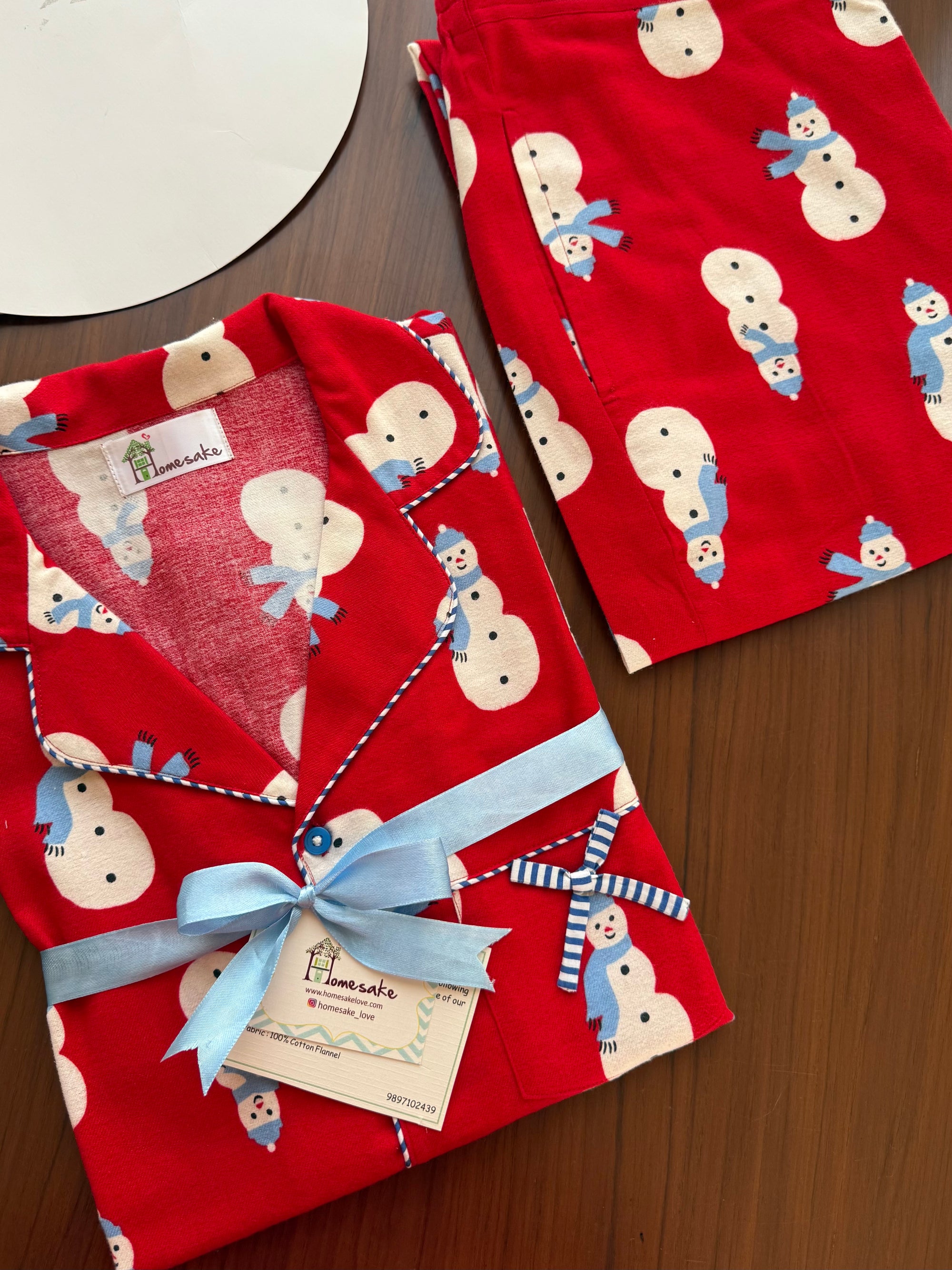Red Snowmen Flannel Nightwear
