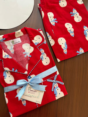 Red Snowmen Flannel Nightwear