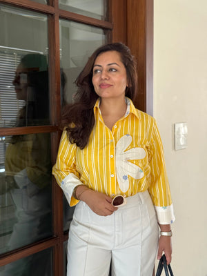 Yellow Dahlia Cotton Shirt