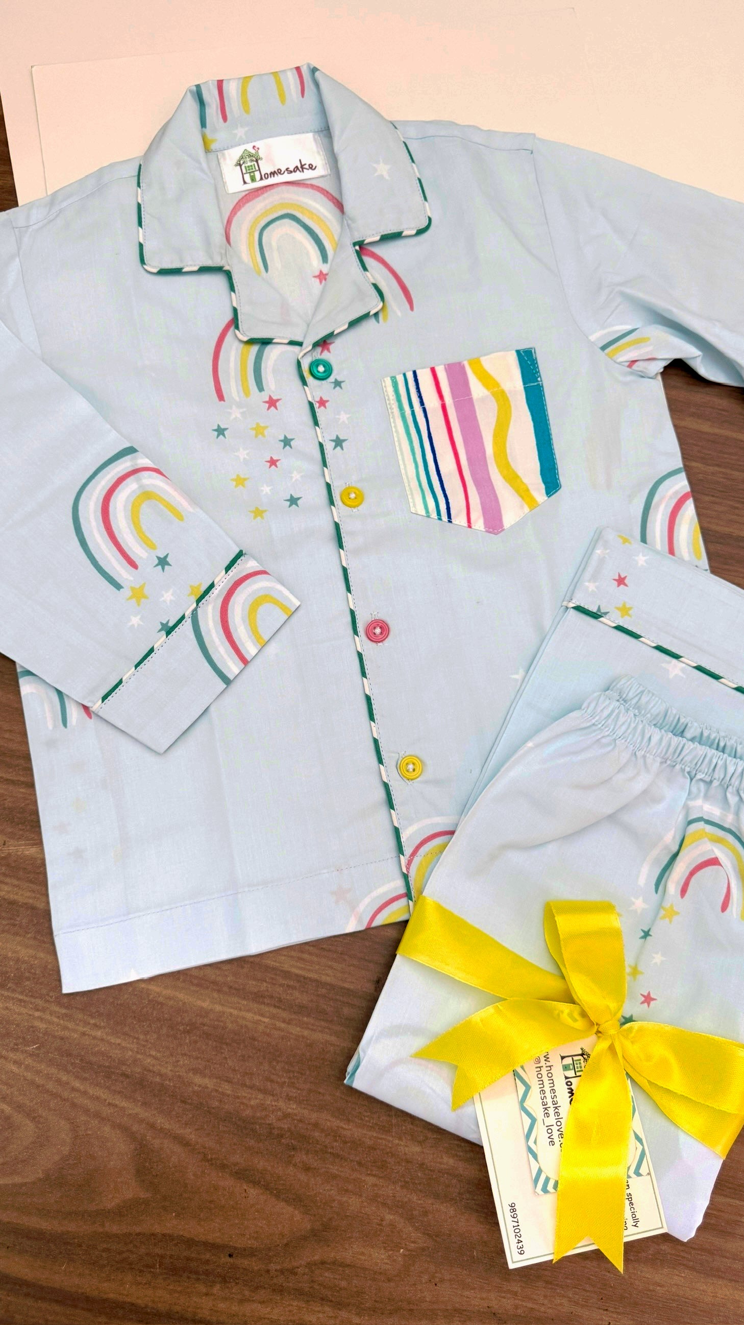 Sky Blue Rainbow Kids Nightwear