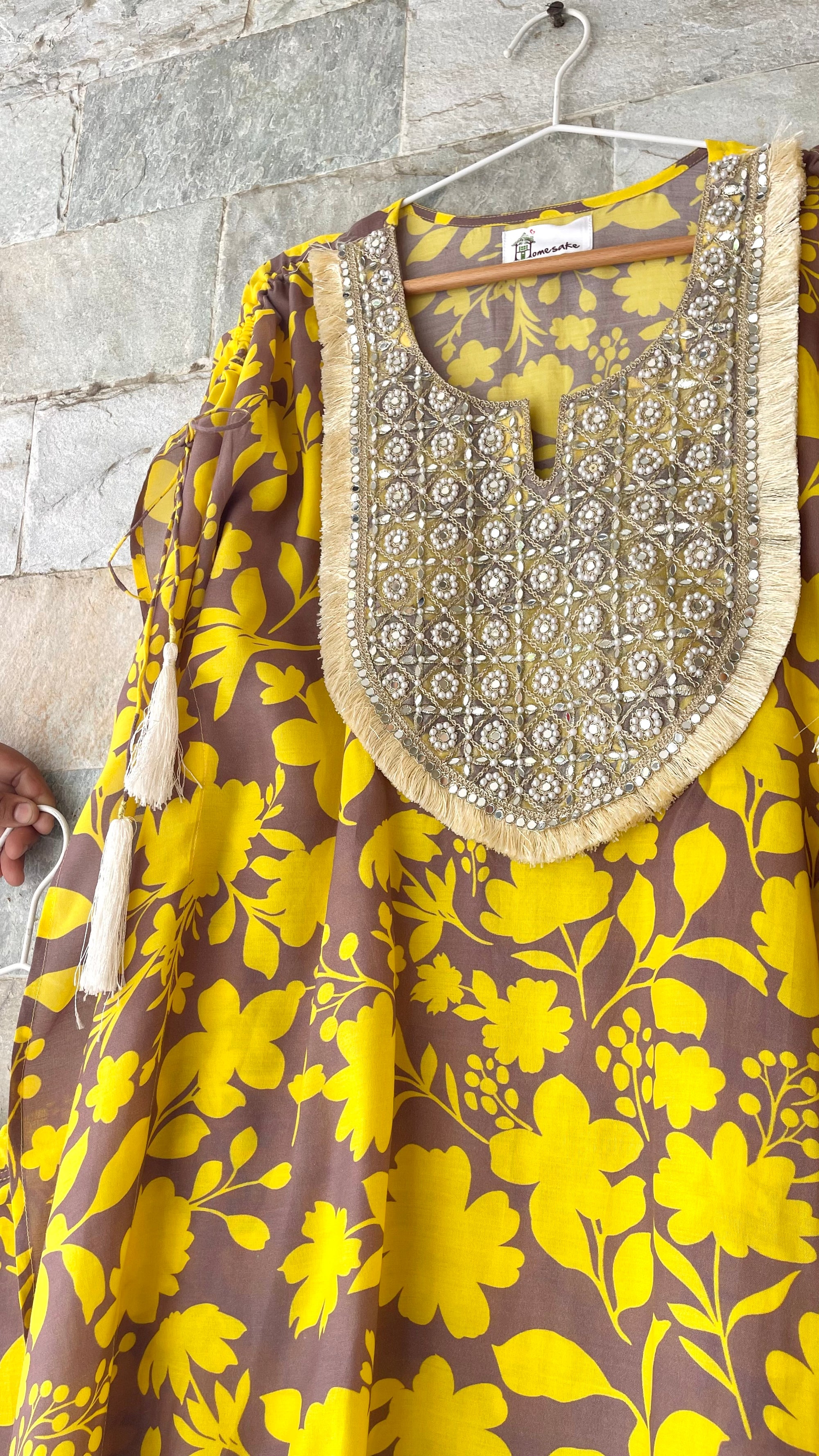 Yellow Vines Kaftan set