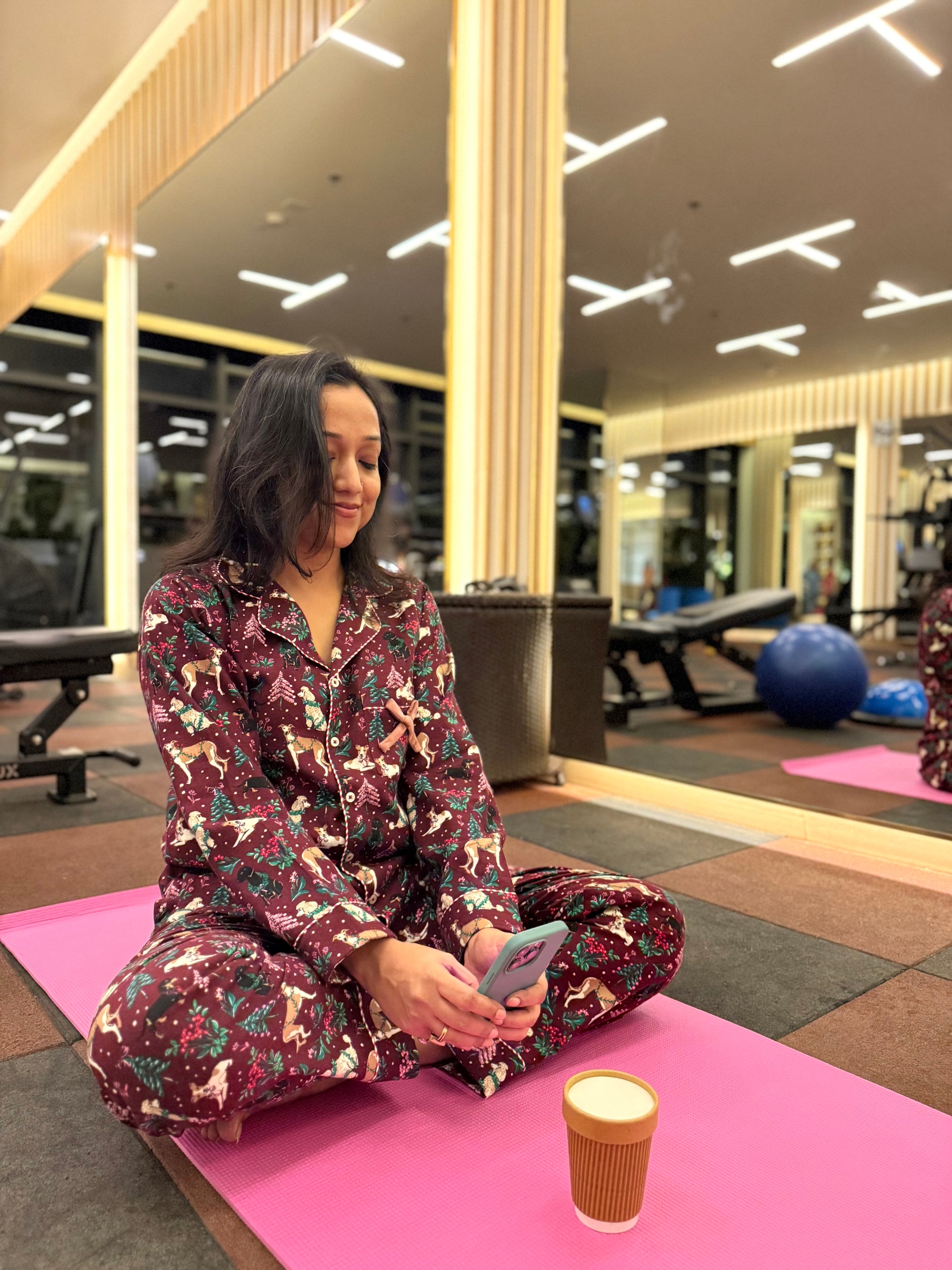 Maroon Mistletoe Flannel Nightwear