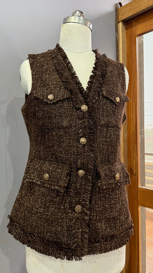 EVELYN Molten Gold & Brown Jacket Sleeveless