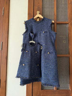 Navy Tweed Dress