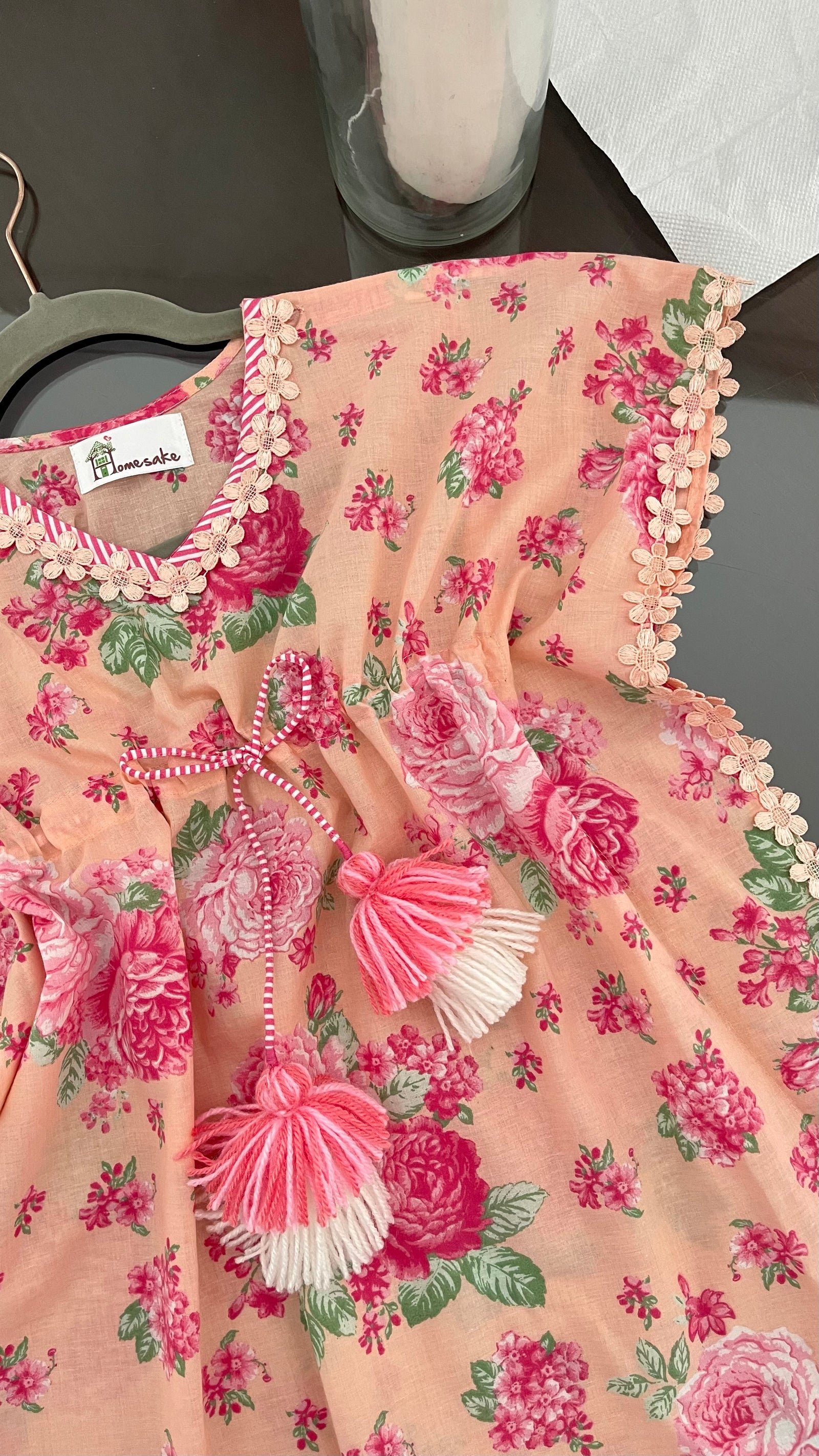 Coral Blossom Girl's Kaftan