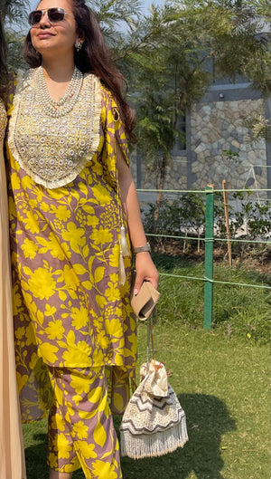 Yellow Vines Kaftan set
