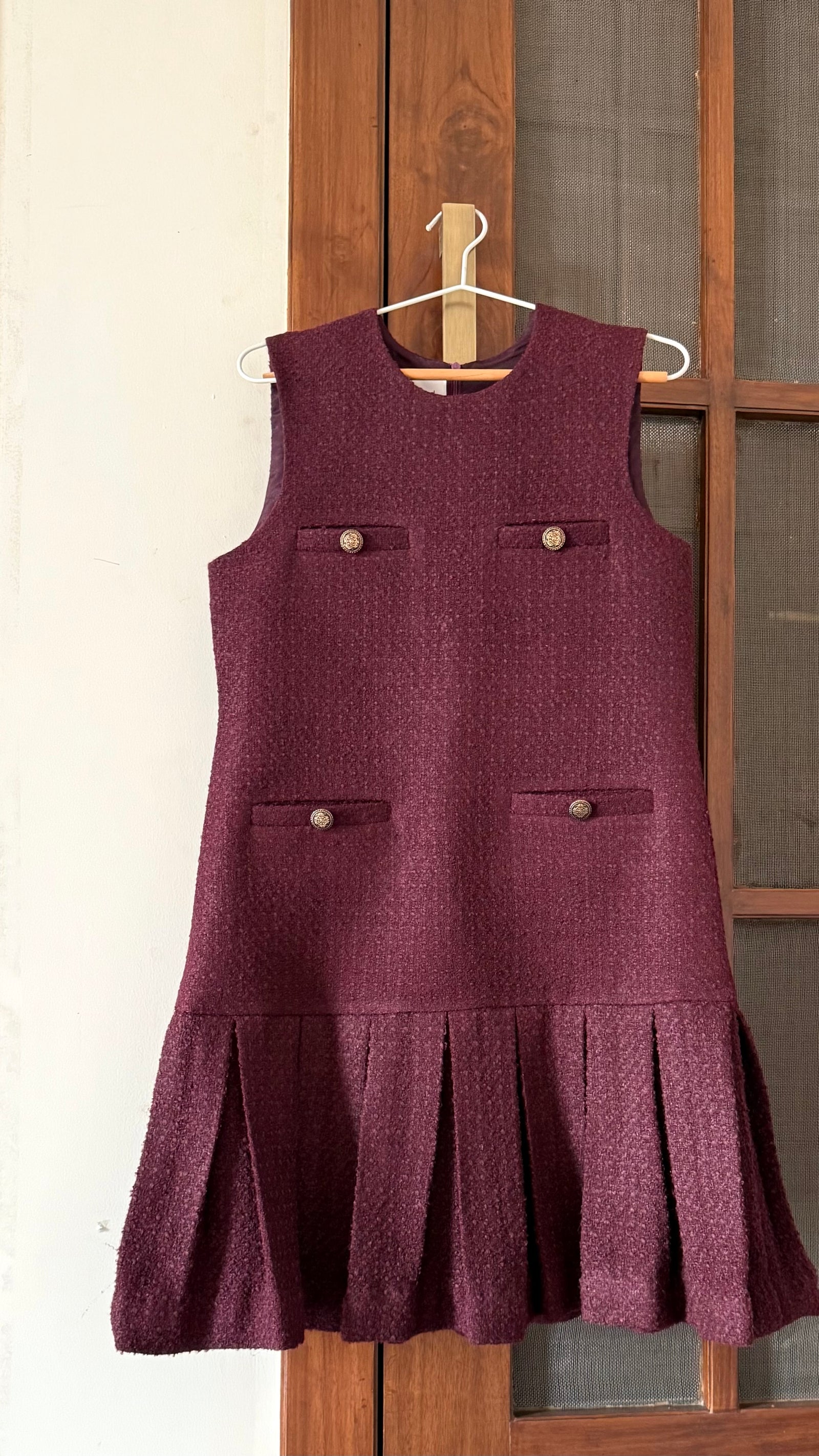 Ellen Oxblood Tweed Dress
