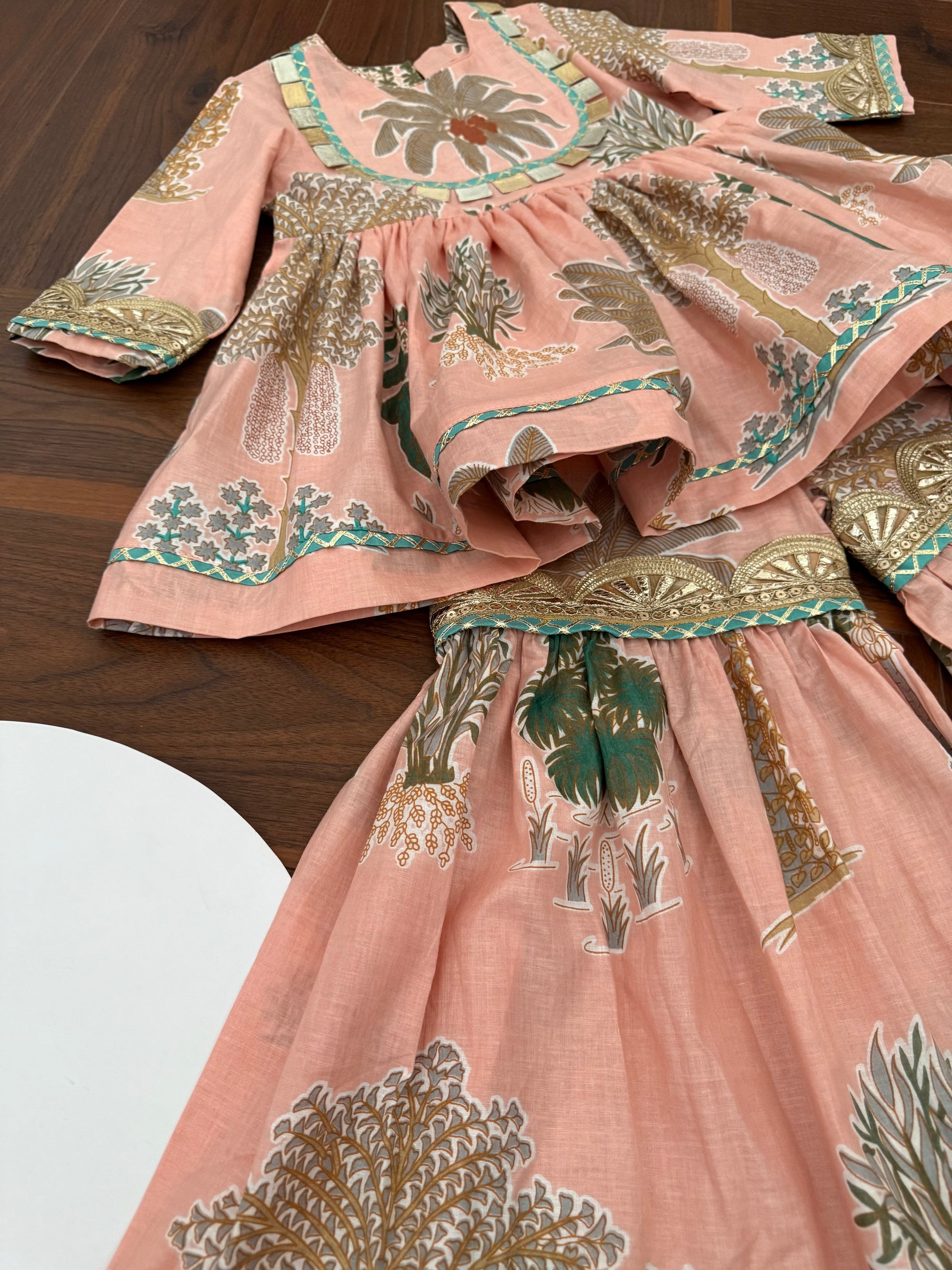 Peach Yoke Sharara Set