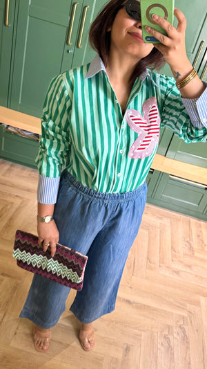 Miya! Appliqué Shirt Green