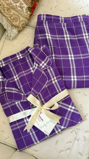 Purple Plaid Flannel Nightwear