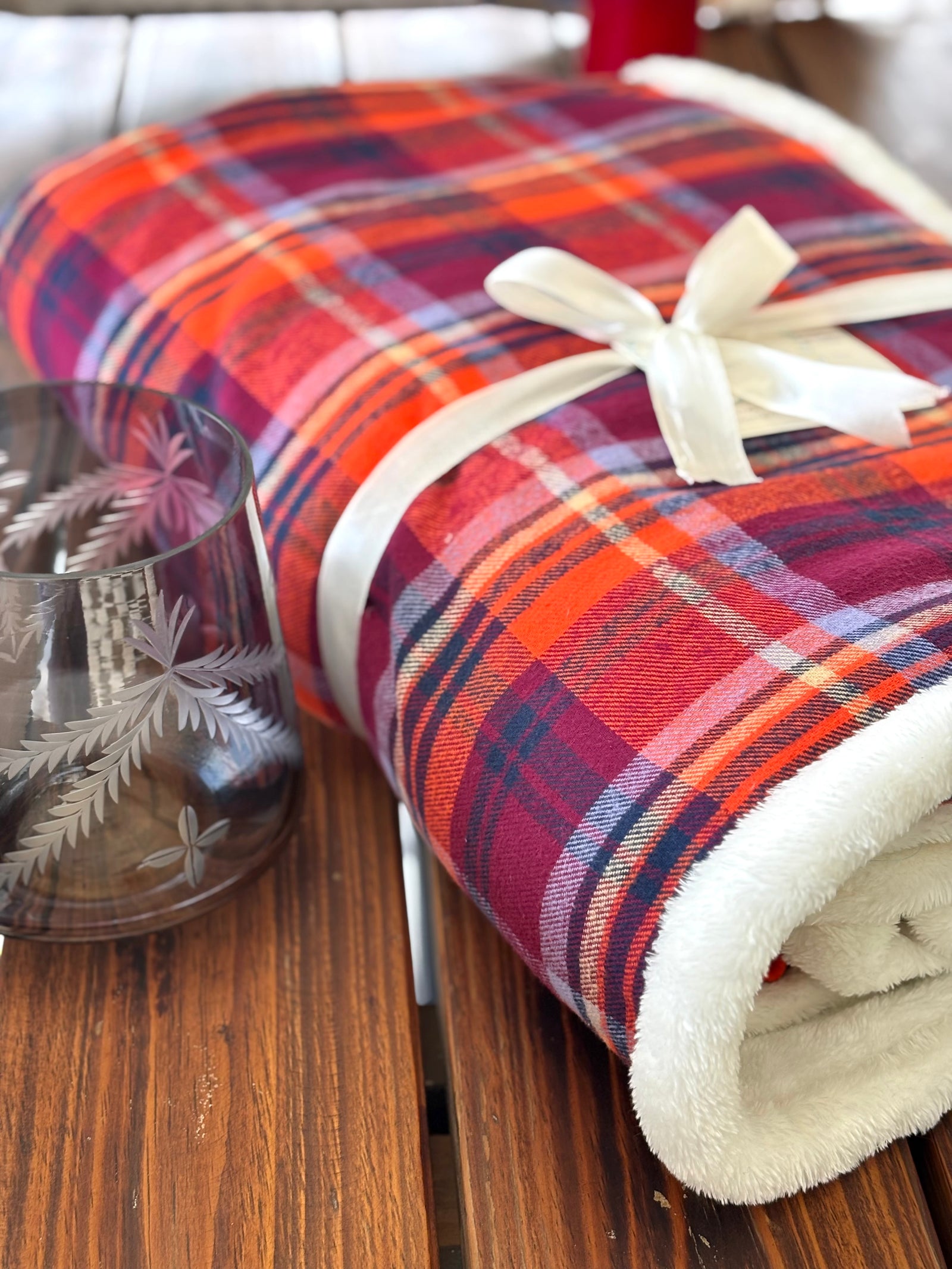 Crimson Sunset Plaid Furry