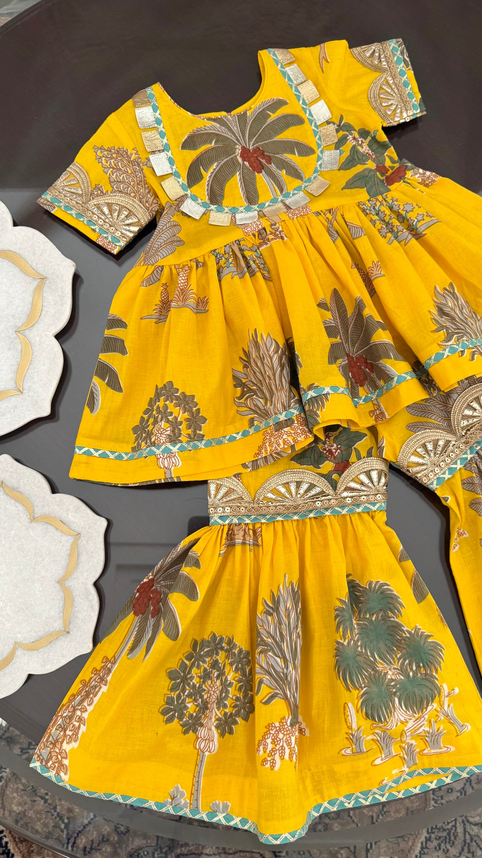 Sunshine Yellow Yoke Sharara Set