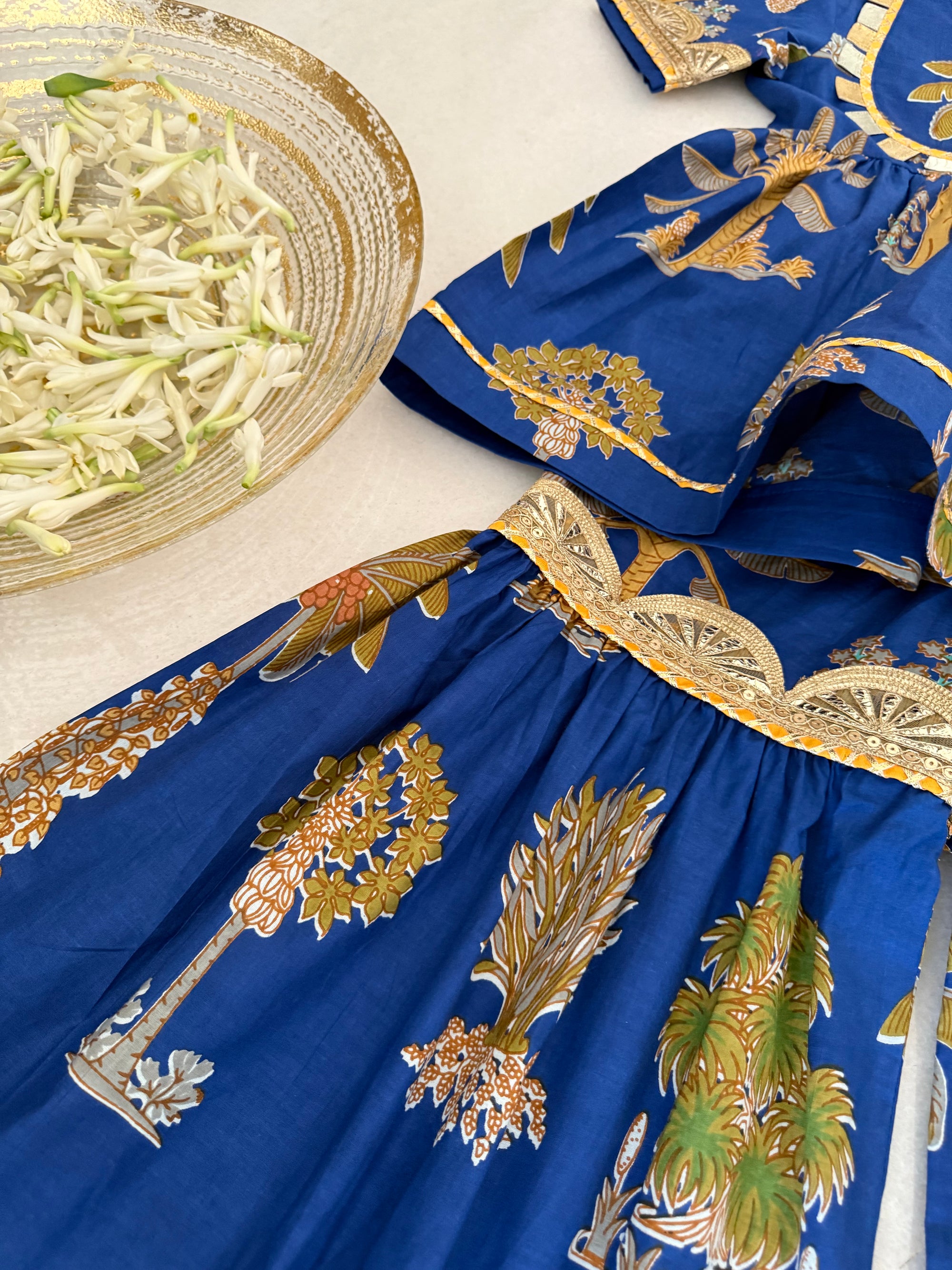 Royal Blue Yoke Sharara Set