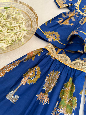 Royal Blue Yoke Sharara Set