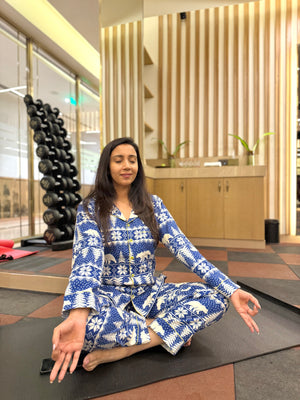 Blue Snow Pines Flannel Nightwear