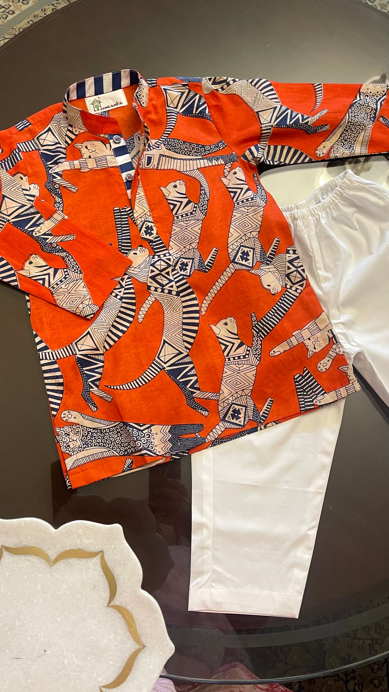 Abstract Cheetah Boys Kurta Set