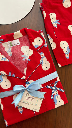 Red Snowmen Flannel Nightwear