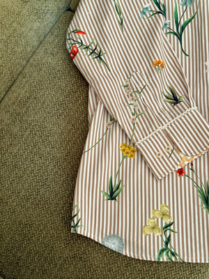 Beige Stripe Floral Shirt