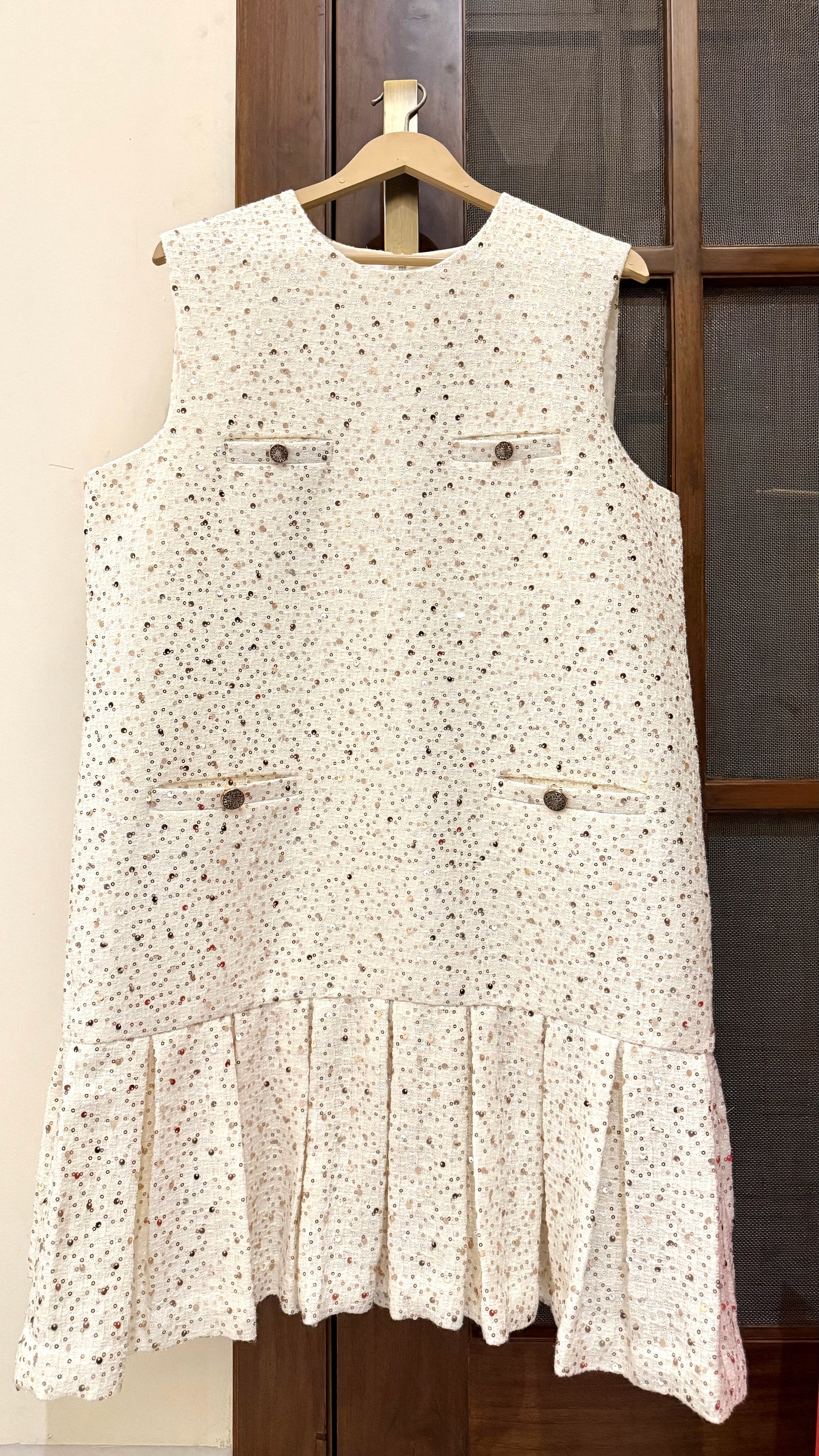 Vanilla Gold Tweed Dress