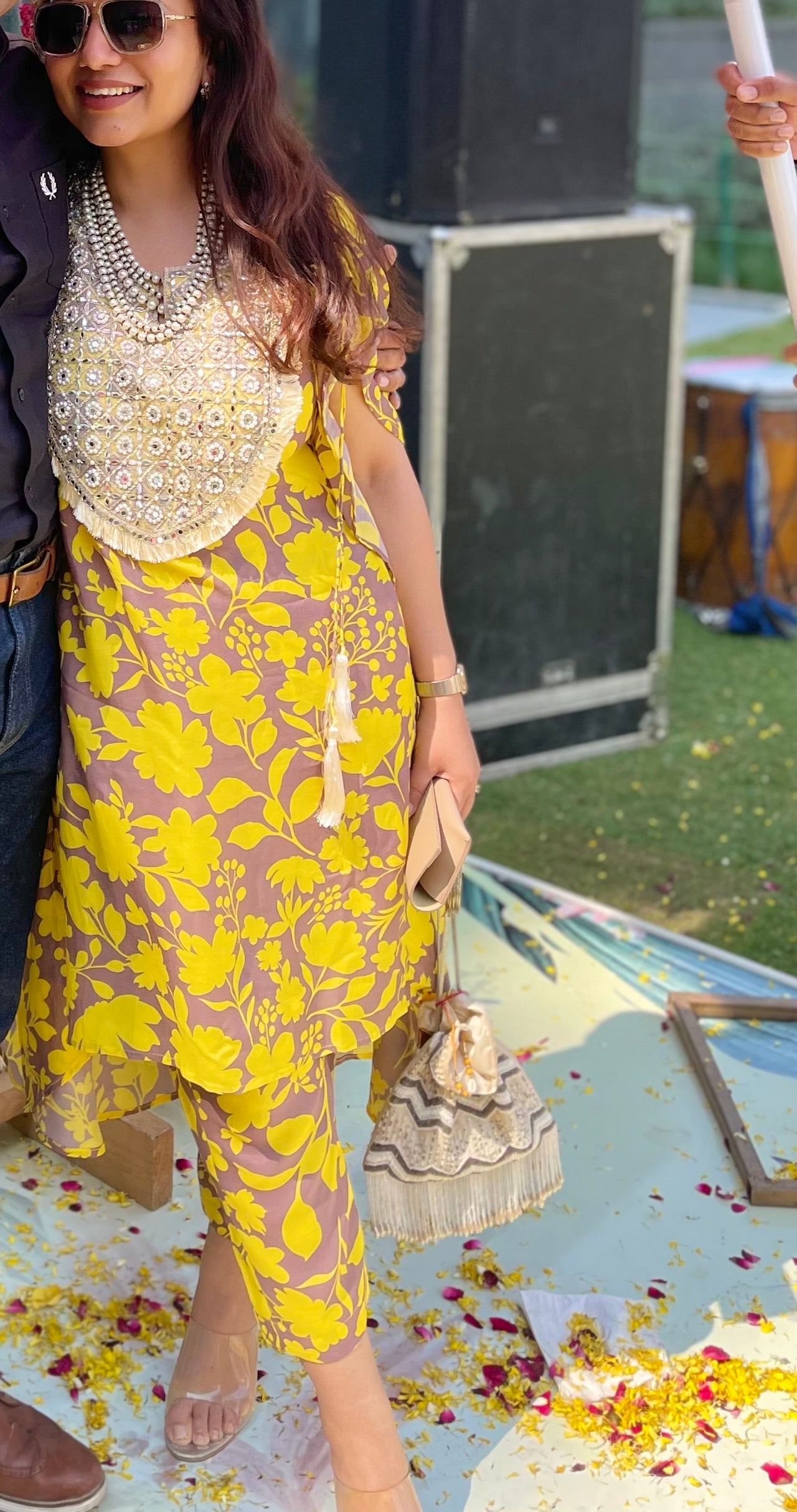 Yellow Vines Kaftan set