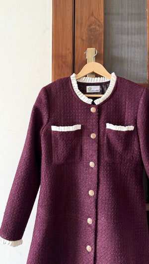 Olivia Oxblood Tweed Dress