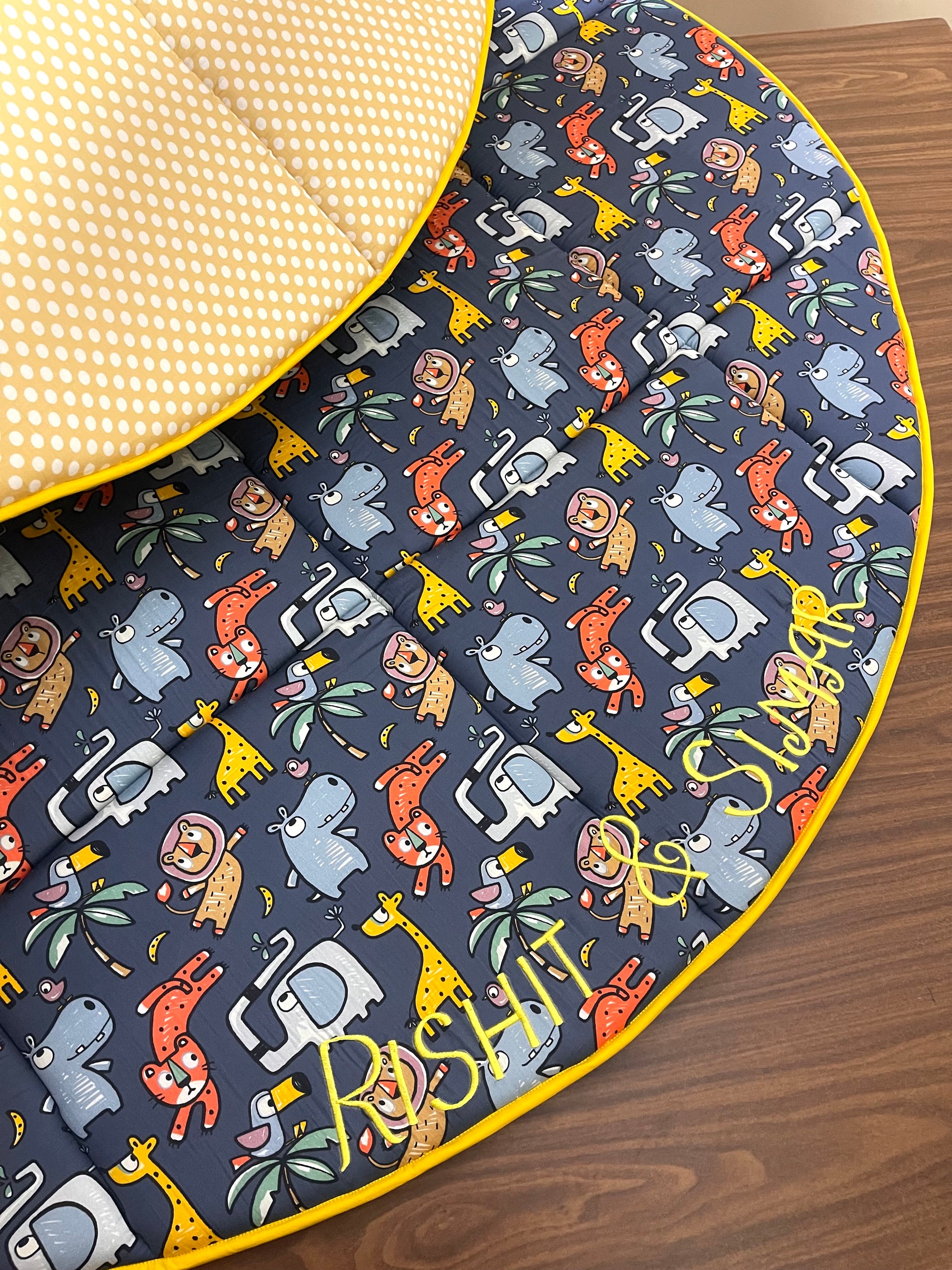 Navy Naughty Zoo Playmat
