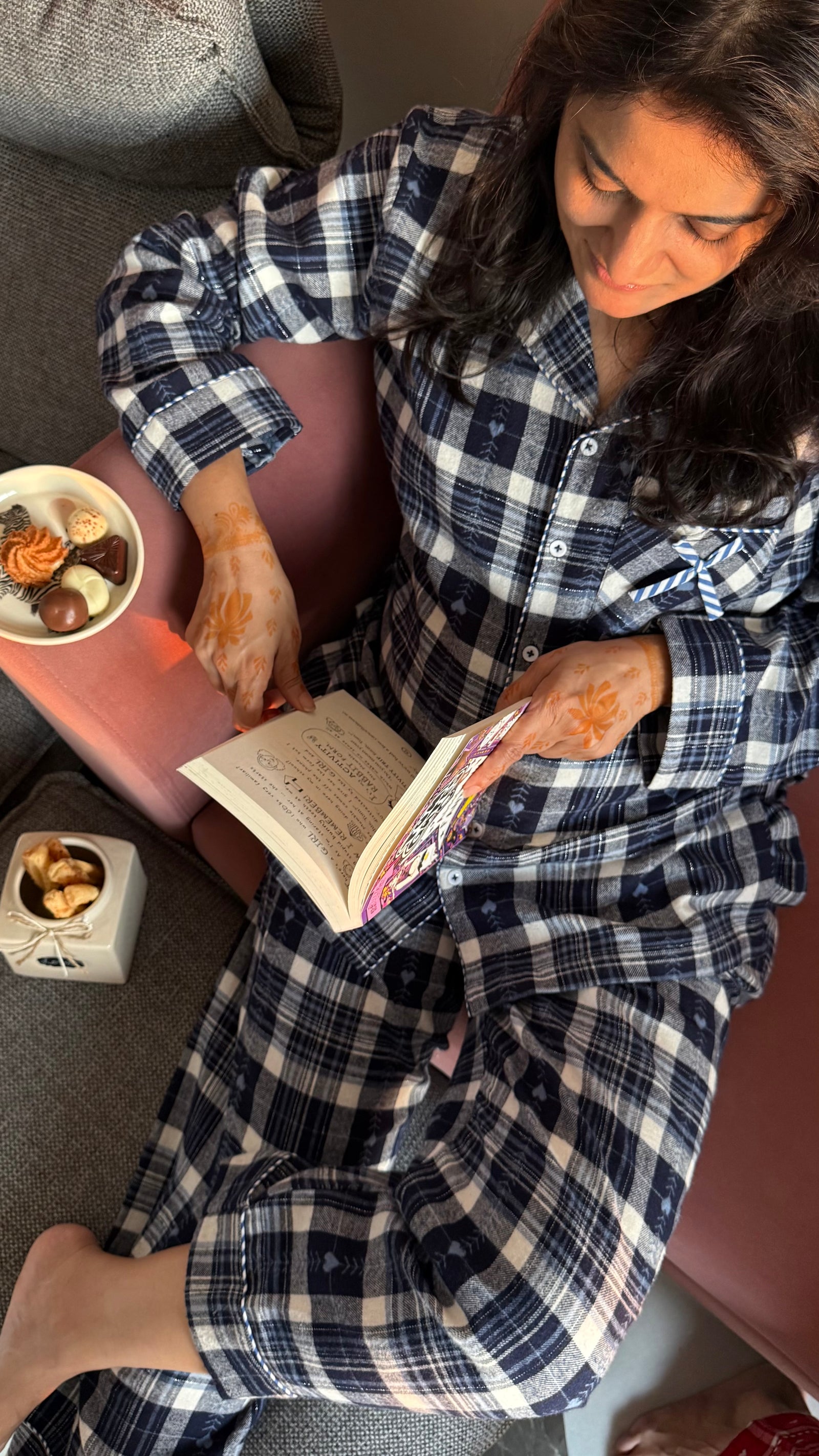 Blue Hearts Flannel Nightwear