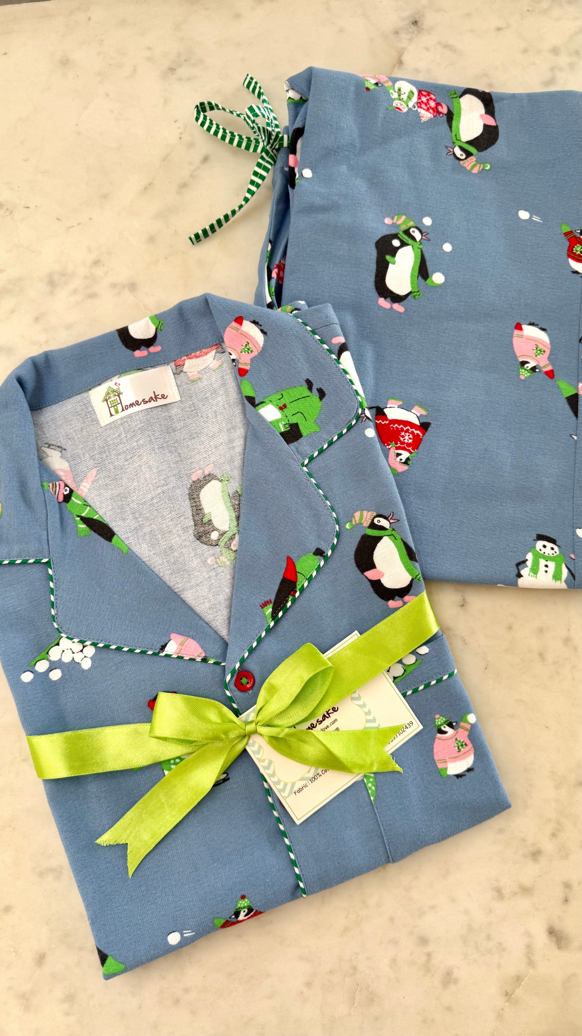 Blue Penguins Flannel Nightwear