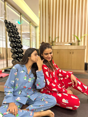 Blue Penguins Flannel Nightwear