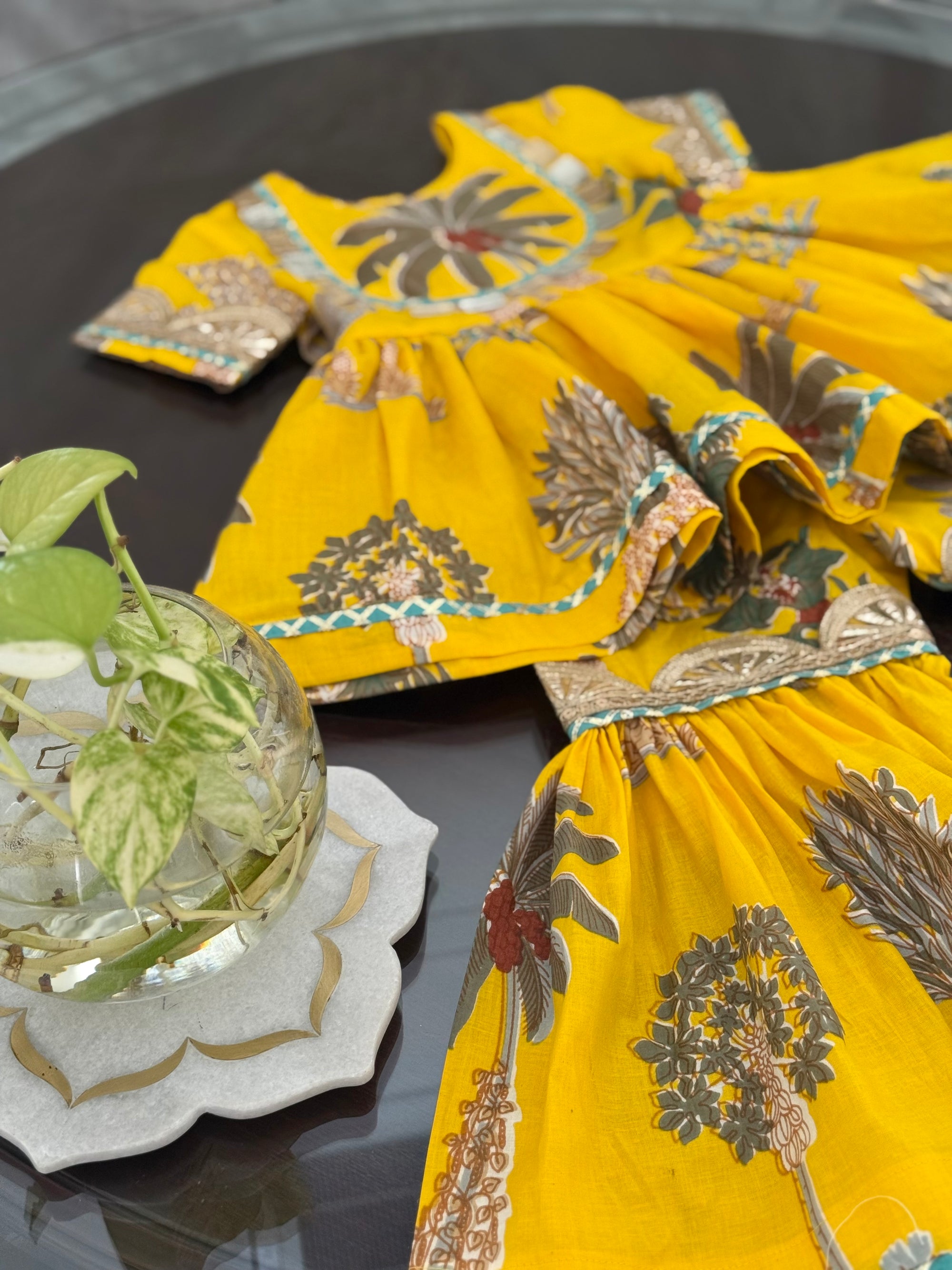 Sunshine Yellow Yoke Sharara Set