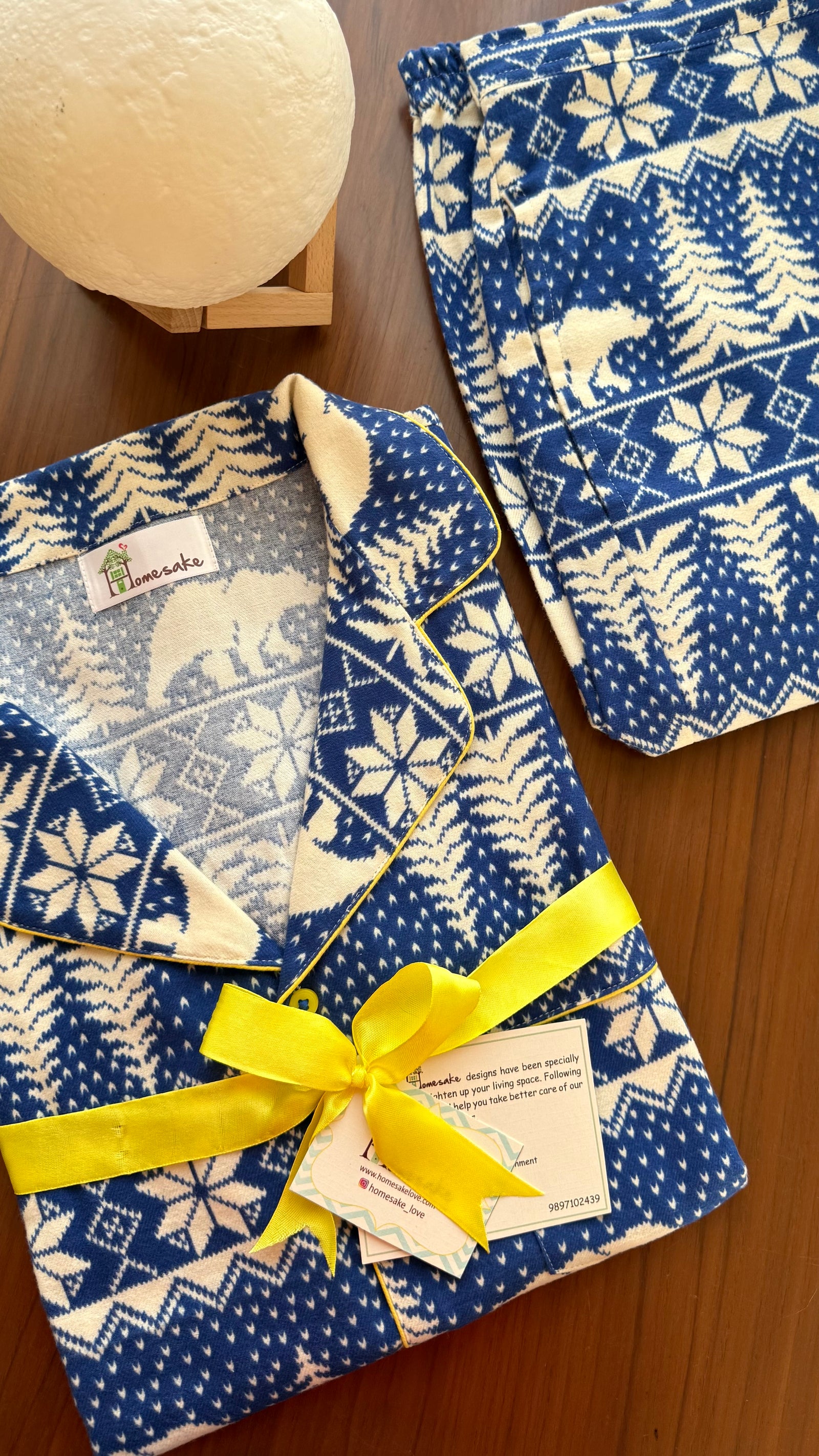 Blue Snow Pines Flannel Nightwear